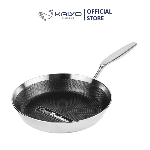 KAIYO - Chảo inox chống dính hoa văn nổi Tri-Ply đáy liền size 24cm