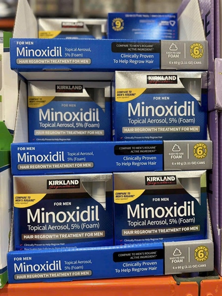 Dung dịch (Gel) mọc tóc cho nam Kirkland Minoxidil 5% Hair Regrowth Treatment Hộp 6 ống