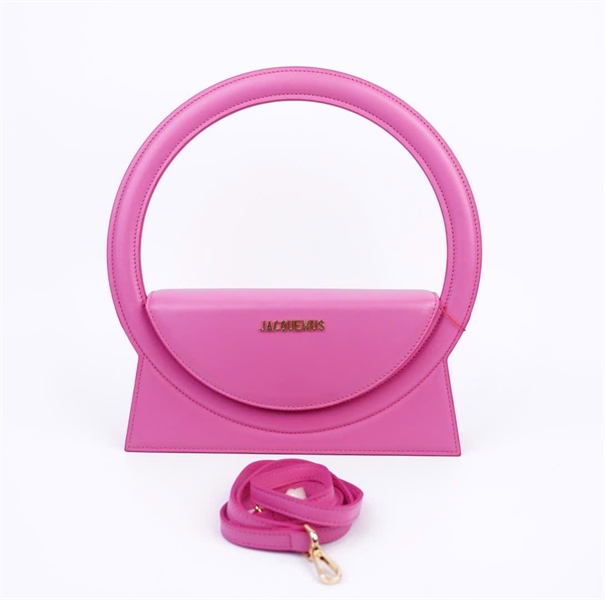 Túi Jacquemus màu hồng quai tròn sz23 KG +