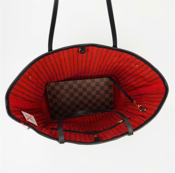 Túi LV neverfull ô vuông kèm sọc đỏ pound sz MM (HC)+