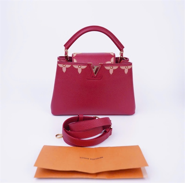 Túi LV Capu đỏ viền hoa vàng sz 26cm(HC)+