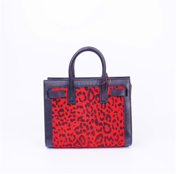 Túi YSL da báo đỏ viền đen KG+