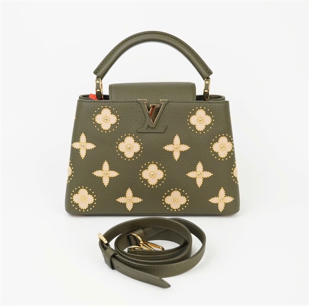 Túi LV Capu rêu hoa vàng sz 26cm (HC)+