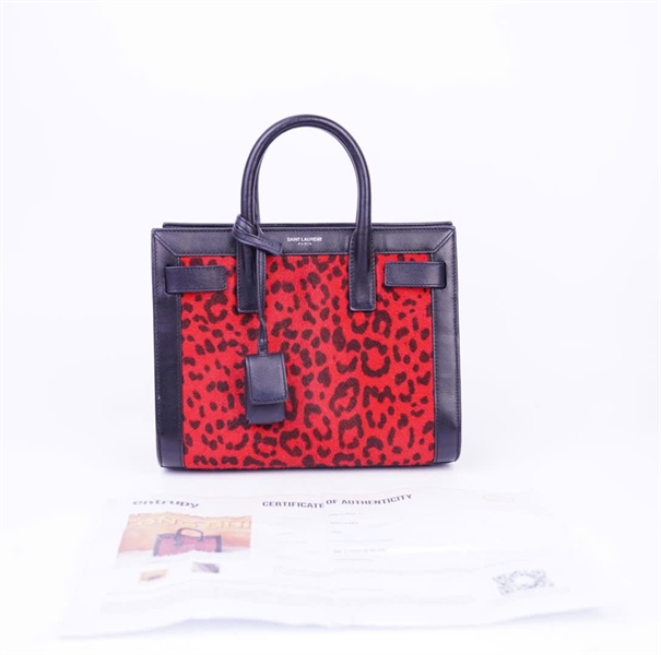 Túi YSL da báo đỏ viền đen KG+