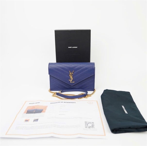 Túi Clutch YSL xanh dương size 19 +