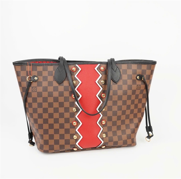 Túi LV neverfull ô vuông kèm sọc đỏ pound sz MM (HC)+