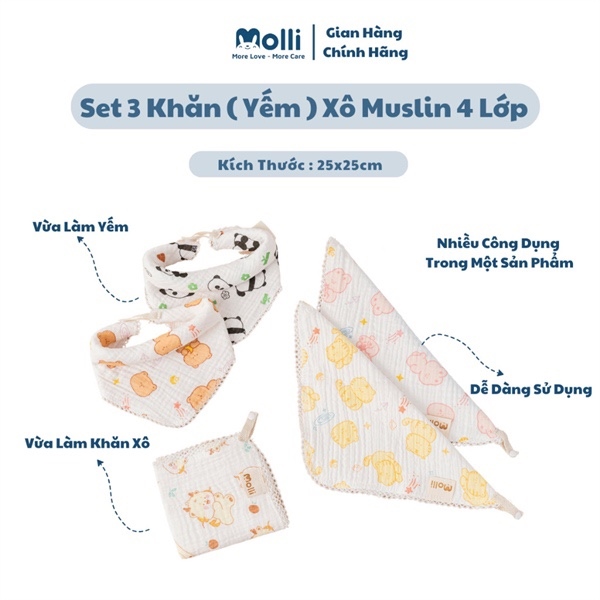 Khăn sữa 4 lớp muslin đủ hình MOL2016