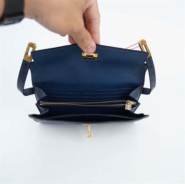 Ví Hermes Ketty xanh da đà điểu (HC) +