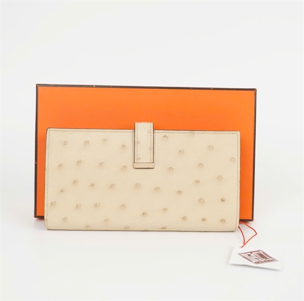 Ví Hermes gập đôi màu xanh nhạt ̣HC +