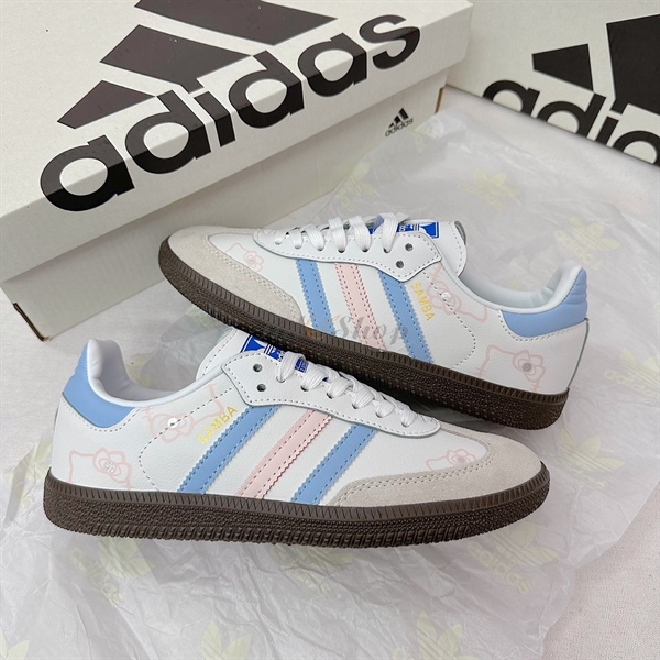 Adidas samba hello kitty kẻ xanh