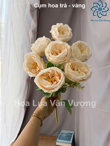 Cụm hoa trà - Trắng - Hoa cành ngắn - Hoa Lụa Vân Vượng