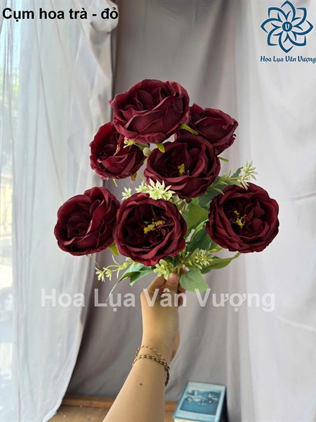 Cụm hoa trà - Hoa cành ngắn - Hoa Lụa Vân Vượng