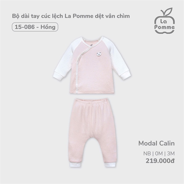 150860 - NB/6M Bộ dài tay cúc lệch La Pomme dệt vân chìm