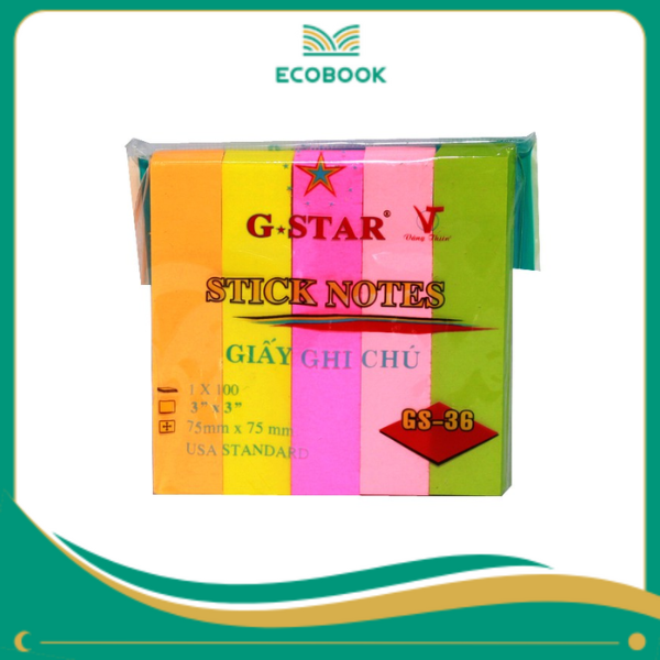 Giấy note G-star _ 5 màu - xẻ 5