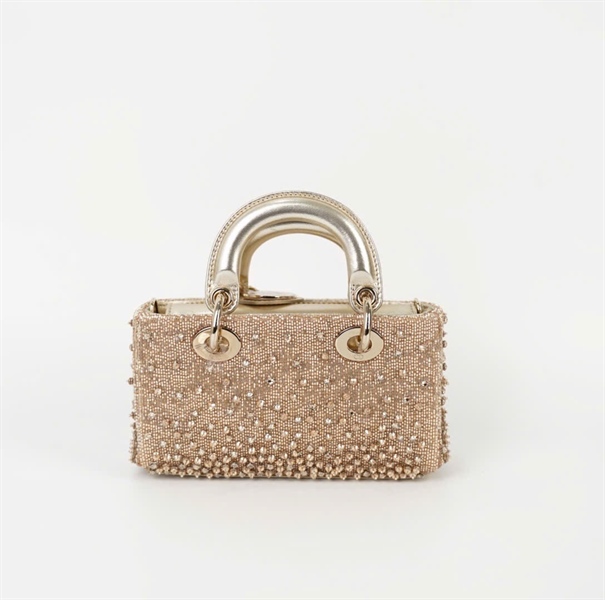Túi Dior Lady D-Joy vàng đính đá 2 strap sz 16 +
