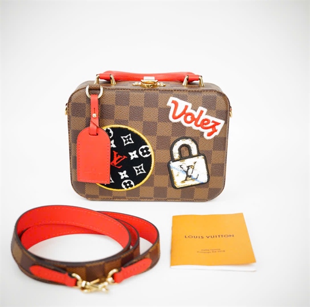 Túi LV Stories Box ô vuông hoa nâu thêu hình sz19 (SN3109) (HC) +