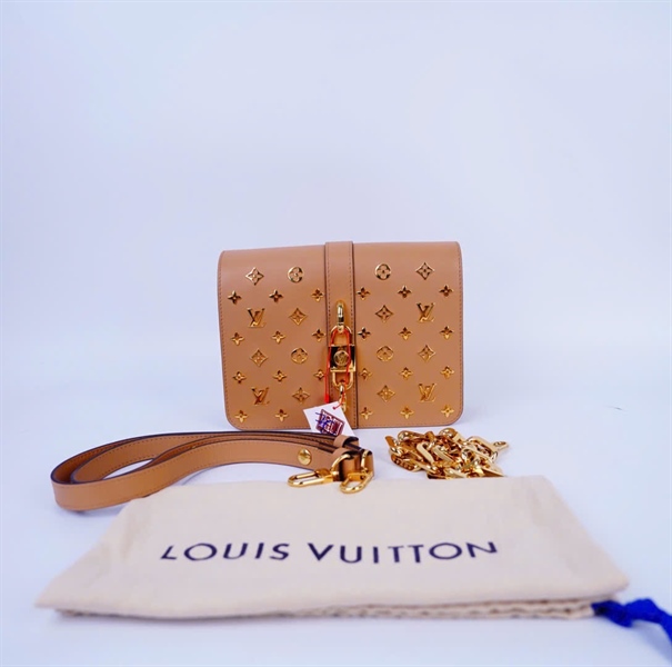 Túi LV Gander màu nude lòng hoa nâu kèm 2strap sz22 (HC) +