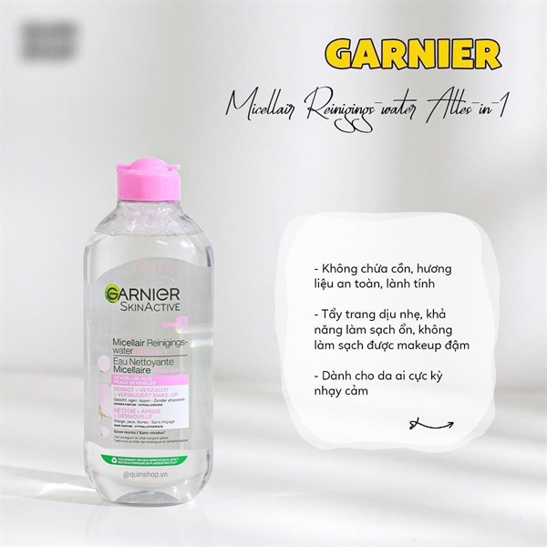 Nước Tẩy Trang Garnier 400ml Hồng nhạt - Full VAT