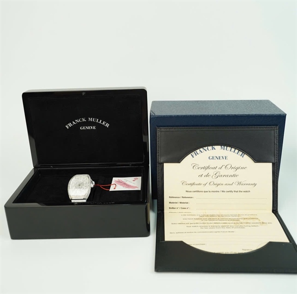 Đồng Hồ Franck Muller mặt vuông đính đá quai trắng (HC) +