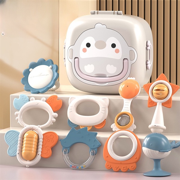 Bộ đồ chơi xúc xắc cho bé sơ sinh gặm nướu hộp chim cánh cụt gồm 9 chi tiết