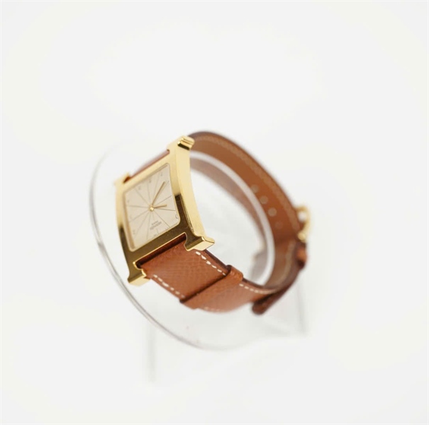 Đồng hồ Hermes mặt vuông dây nâu (842031) (LTB) KG+