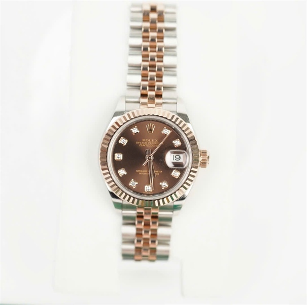 Đồng hồ Rolex mặt tròn viền nâu vàng (279171) (LTB) KG+