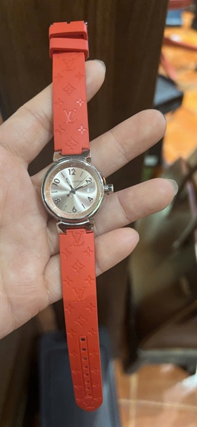 Đồng Hồ LV mặt tròn quai cam (Q121X) (PN) +