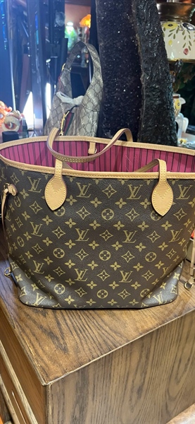 Túi LV neverfull hoa nâu lòng hồng size 32 +