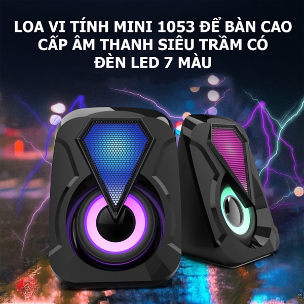 Loa 2.0 LEERFEI E-1053 LED 7 màu (Kết nối USB)
