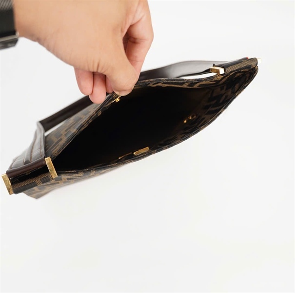 Túi Fendi Tote xám rêu miệng xéo 26cm KG+