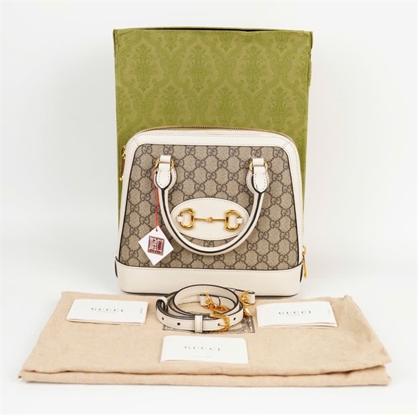 Túi GG Horsebit 1955 xám trắng (621220.486628) 26cm KG+