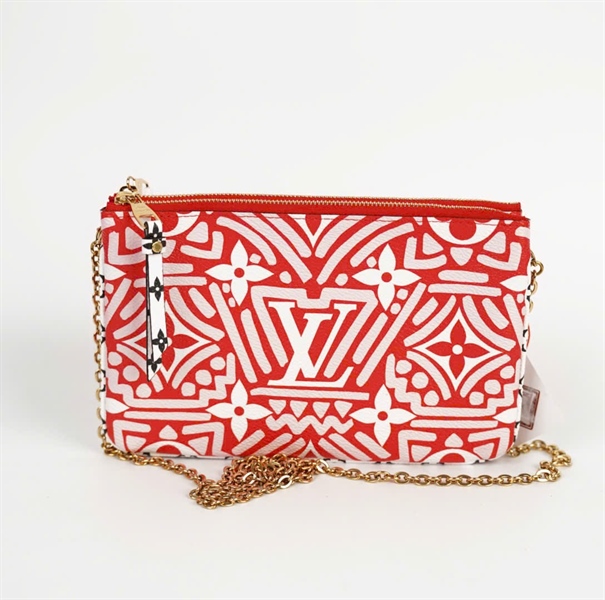 Túi LV hoa trắng nền đỏ sz21 +
