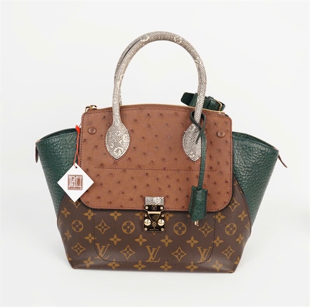 Túi LV Borse nâu phối xanh quai da trăn ổ+ chìa sz27 (HC) +