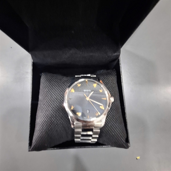 Đồng Hồ GC mặt tròn đen quai bạc +