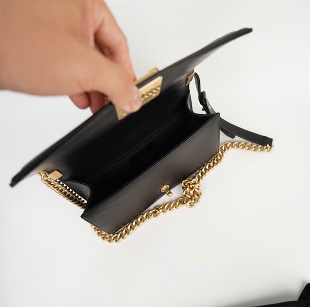 Túi Chanel Boy vải len viền da (23548036) sz24 (HC) +