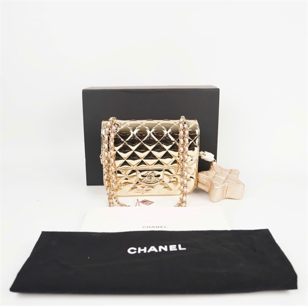 Túi Chanel vàng bóng kèm ví hình ngôi sao sz18 (HC) +