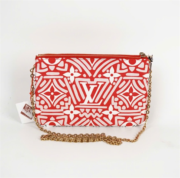Túi LV hoa trắng nền đỏ sz21 +