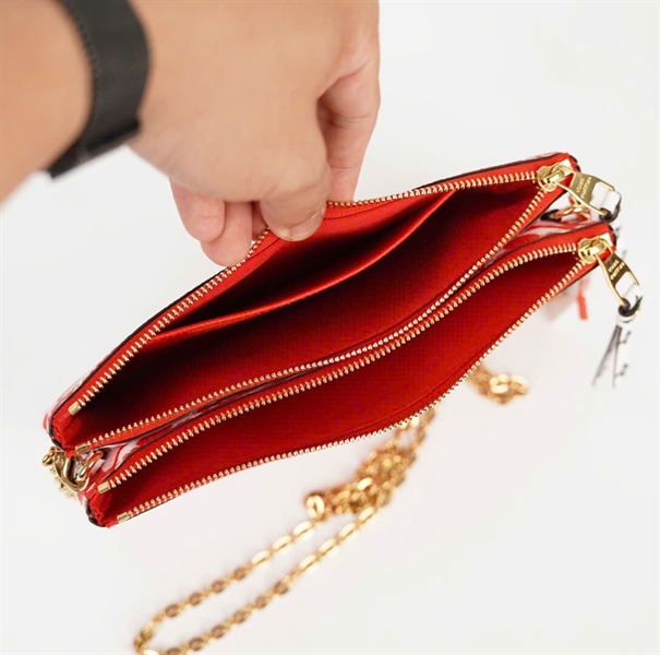 Túi LV hoa trắng nền đỏ sz21 +