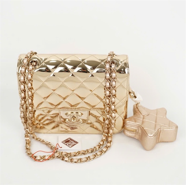 Túi Chanel vàng bóng kèm ví hình ngôi sao sz18 (HC) +