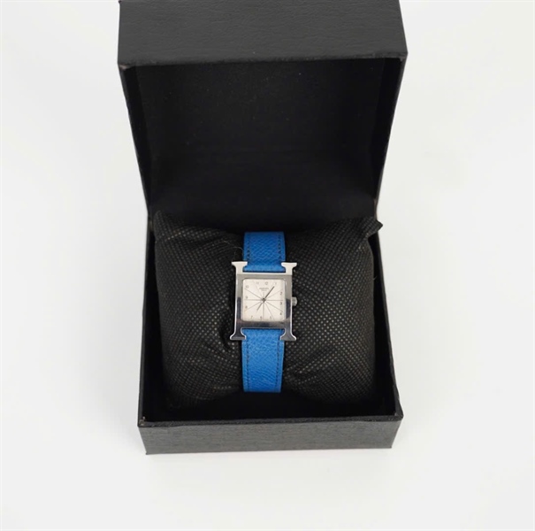 Đồng hồ Hermes bạc dây xanh (1169758) +