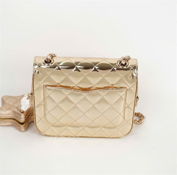 Túi Chanel vàng bóng kèm ví hình ngôi sao sz18 (HC) +