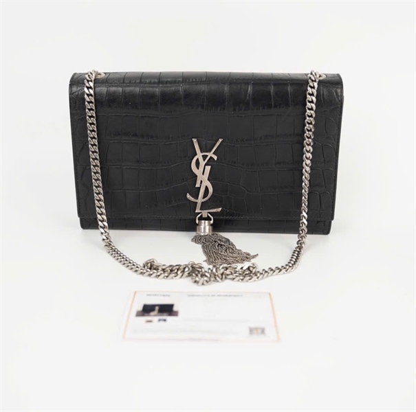 Túi YSL vân da đen khóa tua rua 24cm KG+