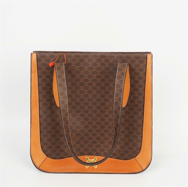 Túi Celine tote nâu viền vàng bò 28cm KG+