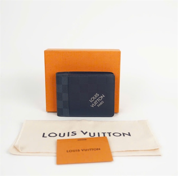 Ví LV xanh ô vuông gập +