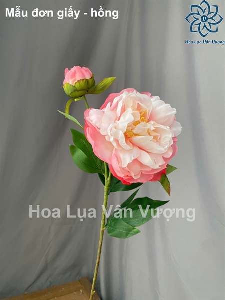 Mẫu đơn giấy - hồng - Hoa cành dài - Hoa Lụa Vân Vượng