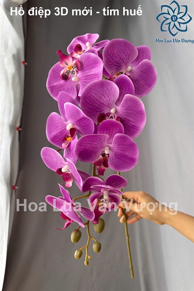 Hồ điệp 3D mới - tím huế - Hồ điệp, lan - Hoa Lụa Vân Vượng