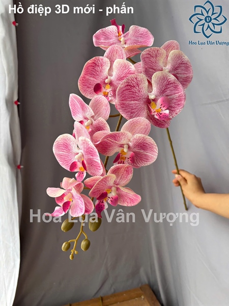 Hồ điệp 3D mới - phấn - Hồ điệp, lan - Hoa Lụa Vân Vượng