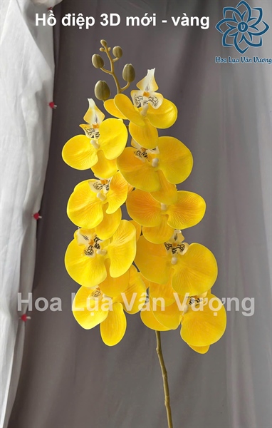 Hồ điệp 3D mới - vàng - Hồ điệp, lan - Hoa Lụa Vân Vượng