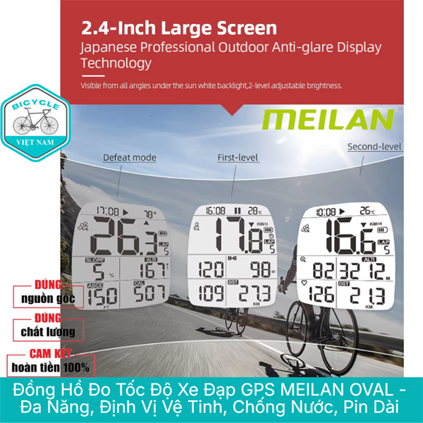 Đồng Hồ Đo Tốc Độ Xe Đạp GPS MEILAN OVAL Đa Năng, Định Vị Vệ