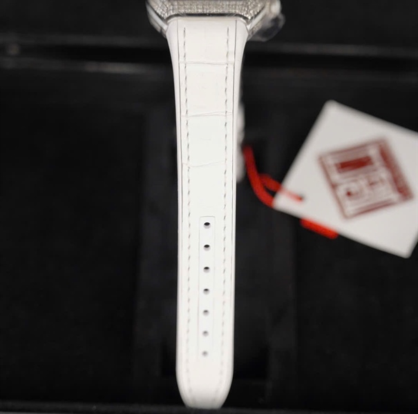 Đồng Hồ Franck Muller mặt vuông đính đá quai trắng (N2286) (HC) +